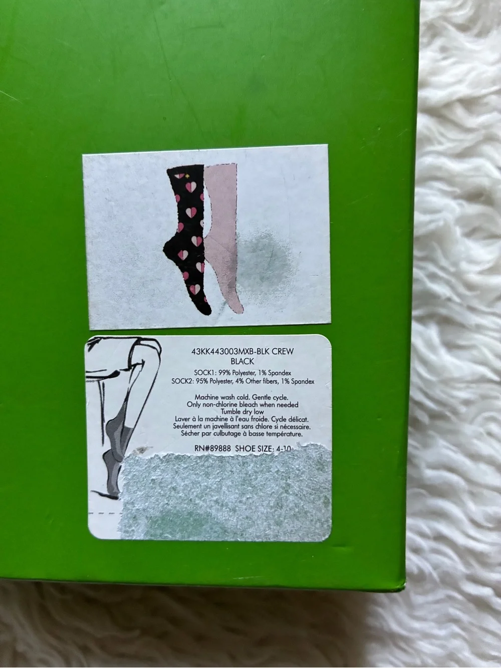 Kate Spade Pink Hearts Crew Cozy Socks Gift Box Women’s One Size